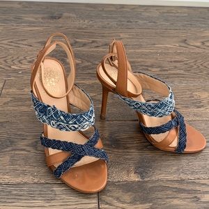 Vince Camuto Denim & Beige Heels Size 7
